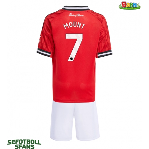 Manchester United Mason Mount #7 Hemmaställ Barn 2025-26 Kortärmad (+ Korta byxor)